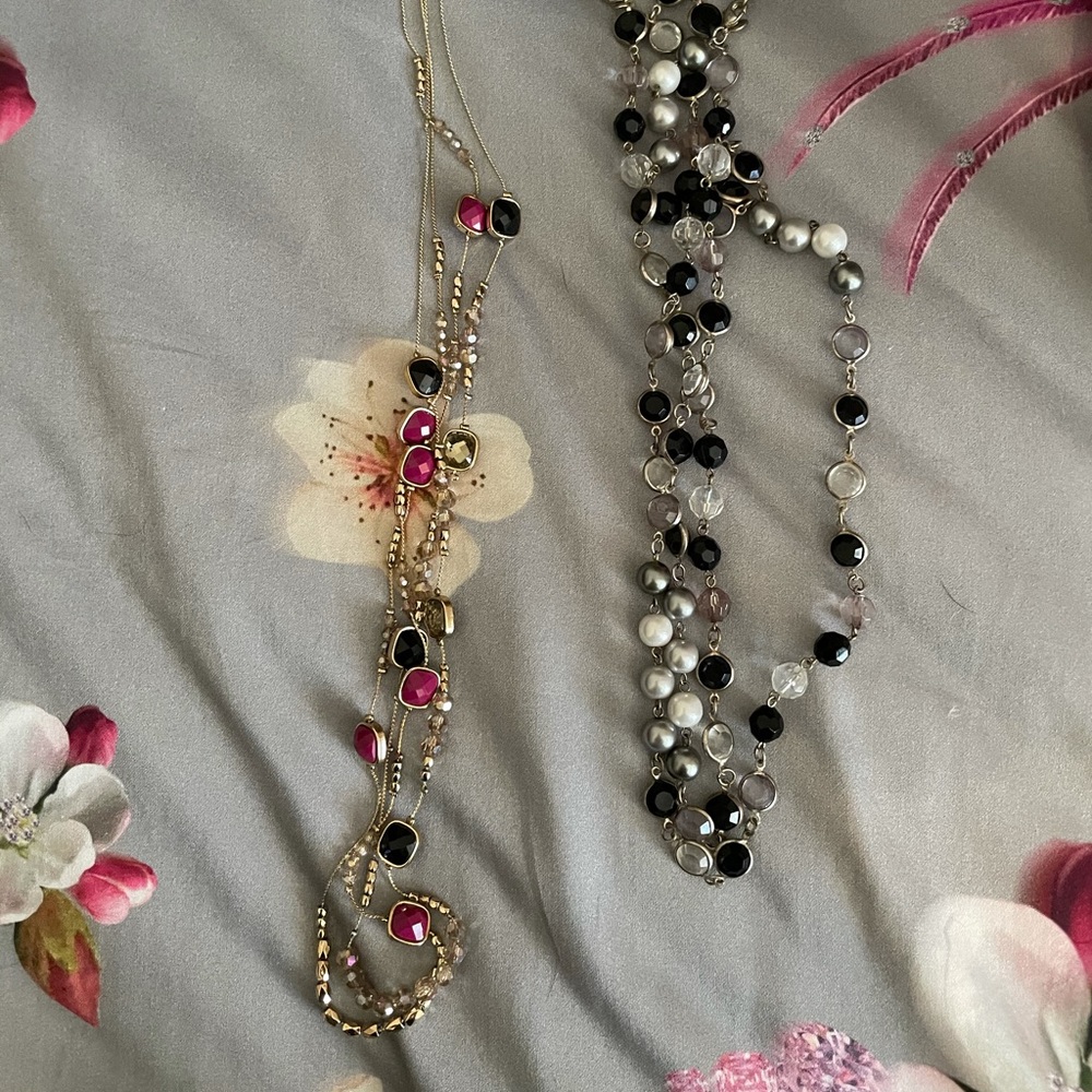 Lot of two long necklaces. WHBM and Premier